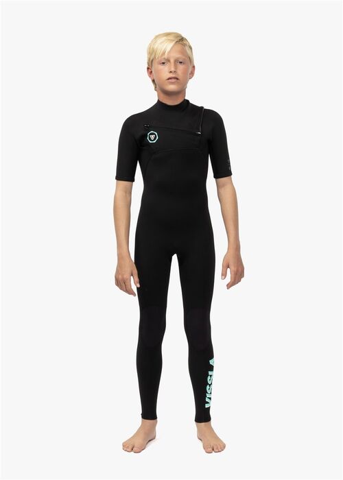 Neopreno Niño Vissla 7 Seas Manga Corta 2mm Chest Zip Black