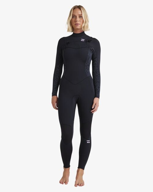Neopreno Mujer Billabong Synergy Natural Chest Zip Full 3/2mm Black Fade