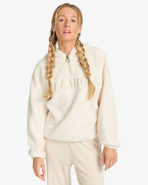 Fleece Quarter Zip con Capucha modelo Ready to Go de Billabong color blanco roto