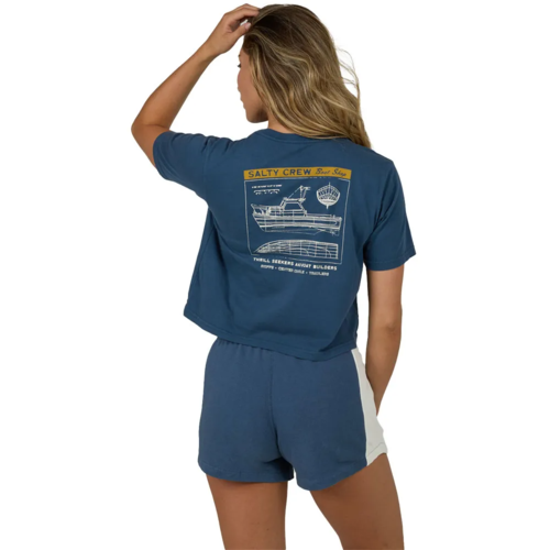 Camiseta Cropped Mujer Salty Crew Boat Shop Indigo XS