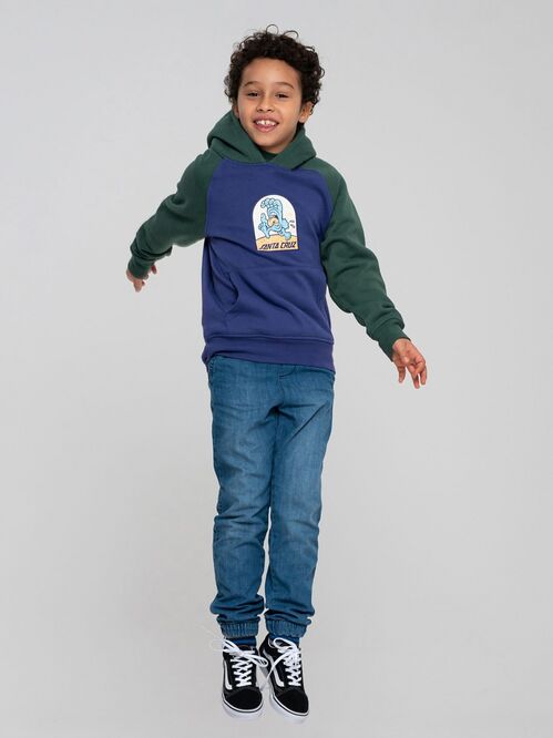 Sudadera con Capucha Niño Santa Cruz Beach Bum Hand Front Navy Blue/Cedar