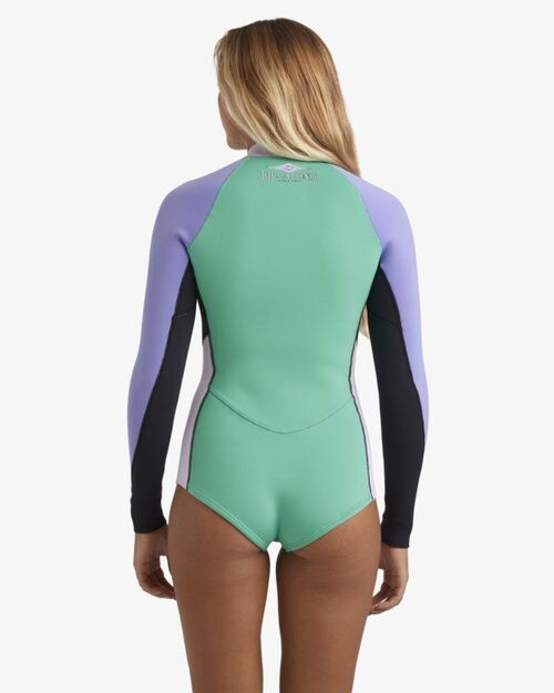 Neopreno Mujer Billabong Salty Dayz Natural Chest Zip LS 2mm Aqua Haze 4