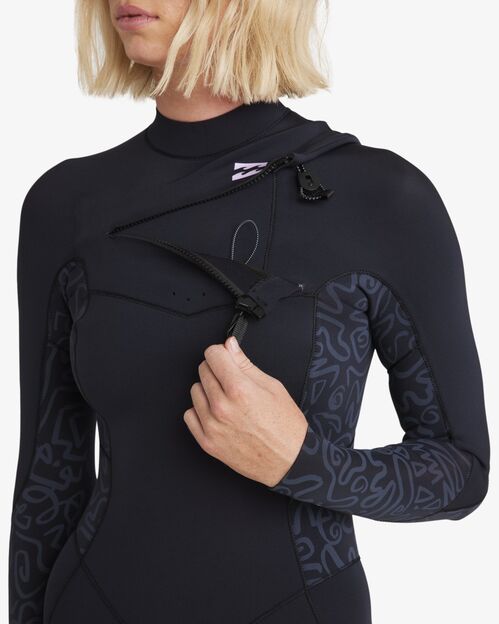 Neopreno Mujer Billabong Synergy Natural Chest Zip Full 3/2mm Black Fade 4