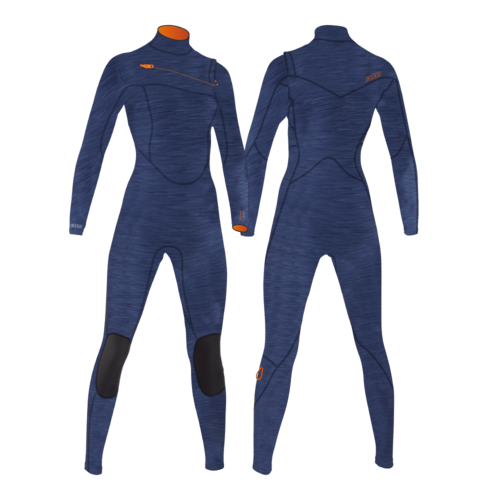 Neopreno Mujer MDNS Priime Chest Zip 3/2 Heater Iodine / Orange