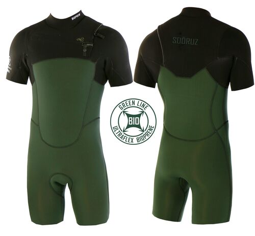 Neopreno Soöruz Shorty Green Line Bioprene Chest Zip 2mm Green